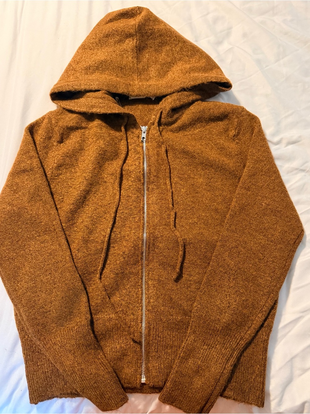 NWOT Zenana Women's Oversized Zip-Up Hoodie Sweater - Deep Camel